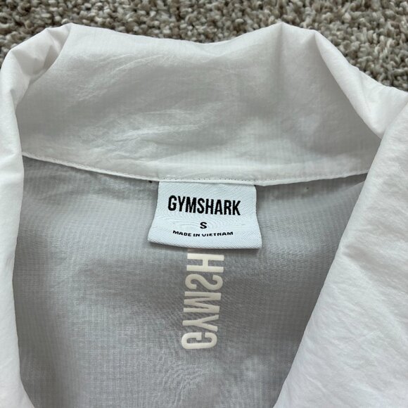 Gymshark Pulse White Woven Windbreaker Cropped Jacket - Picture 9 of 13